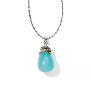 Brighton NEPTUNE'S RINGS AQUA QUARTZ STONE Silver Gold Long Necklace.